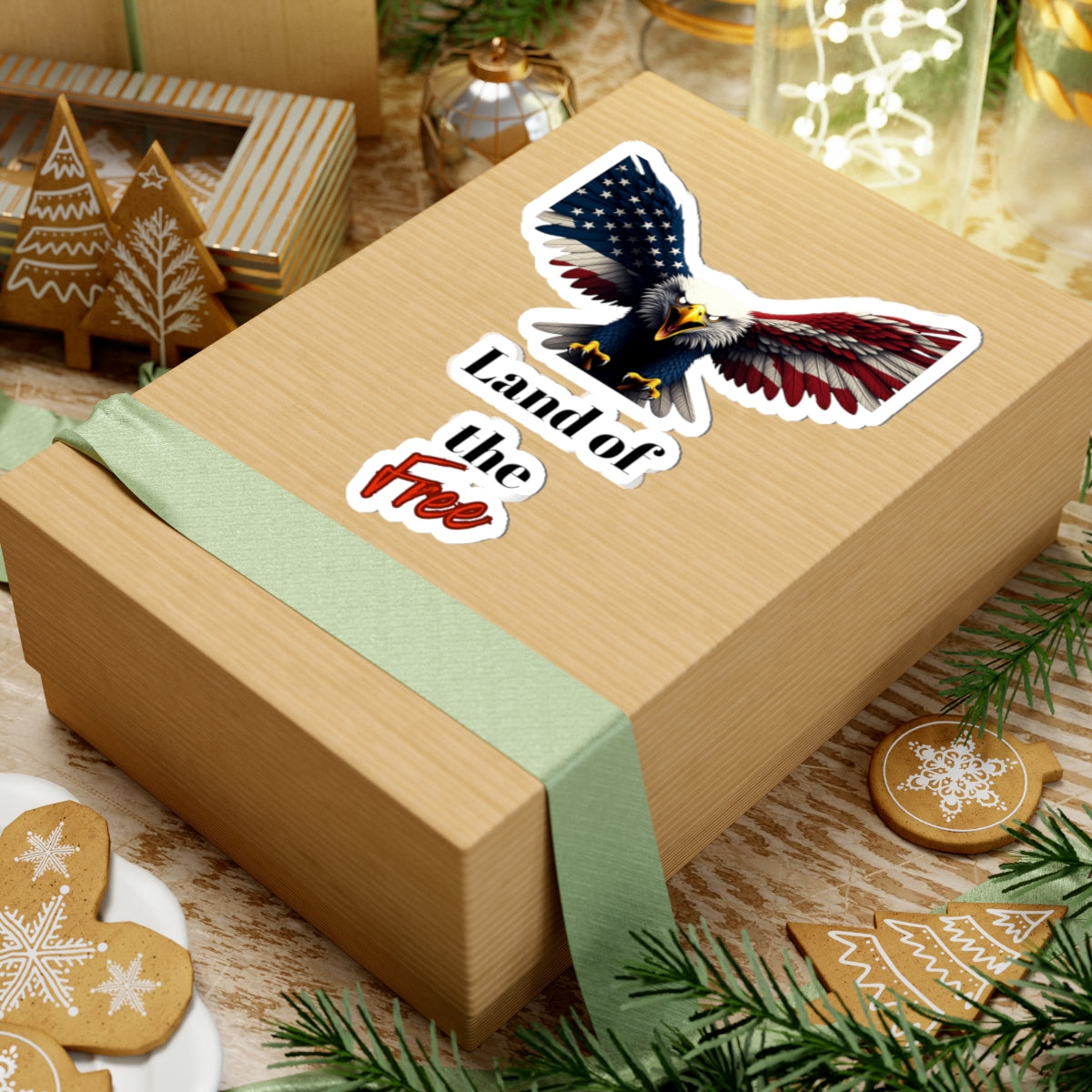 Land Of The Free Patriotic Eagle on a Kiss-Cut Stickers