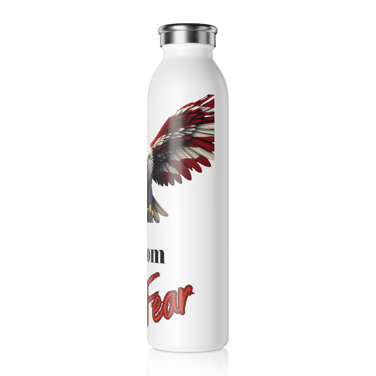 Freedom Over Fear Patriotic Eagle on a 20oz Stainless Steel Water Bottle