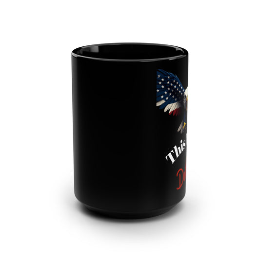 Patriotic Eagle This We’ll Defend on a Black Mug 15oz