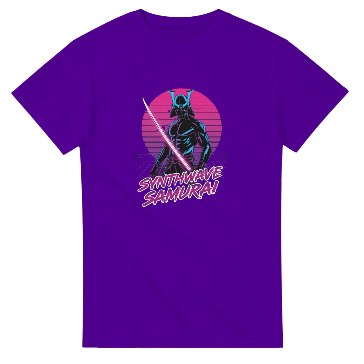 Synthwave Samurai graphic design on a Heavyweight T-shirt