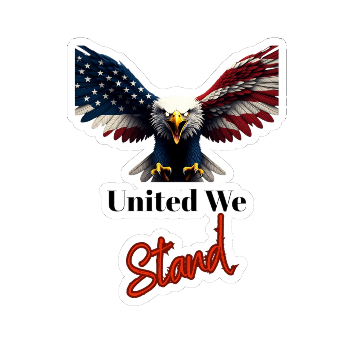 United We Stand Patriotic Eagle on a Kiss-Cut Stickers