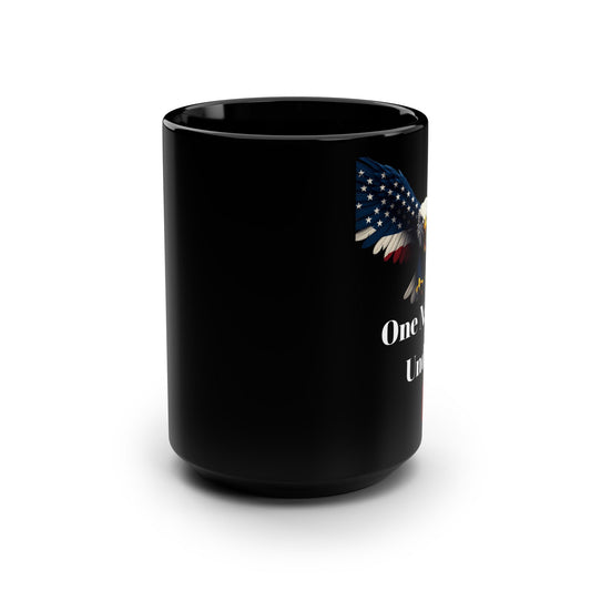 Patriotic Eagle One Nation Under God on a Black Mug 15oz