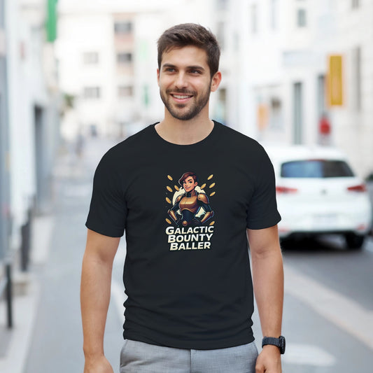 Galactic Bounty Baller graphic design on a Heavyweight T-shirt