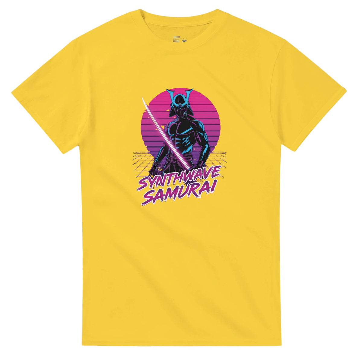 Synthwave Samurai graphic design on a Heavyweight T-shirt