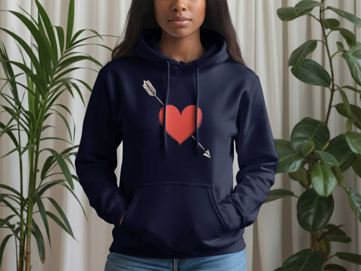 Heart and Arrow Design Graphic Hoodie for Casual Wear