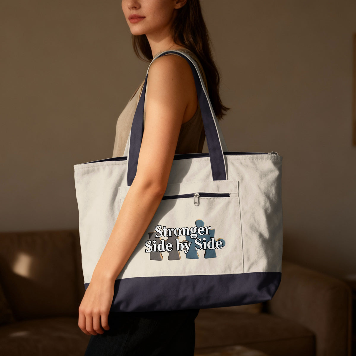 Stronger Side by Side Design Large Tote Bag