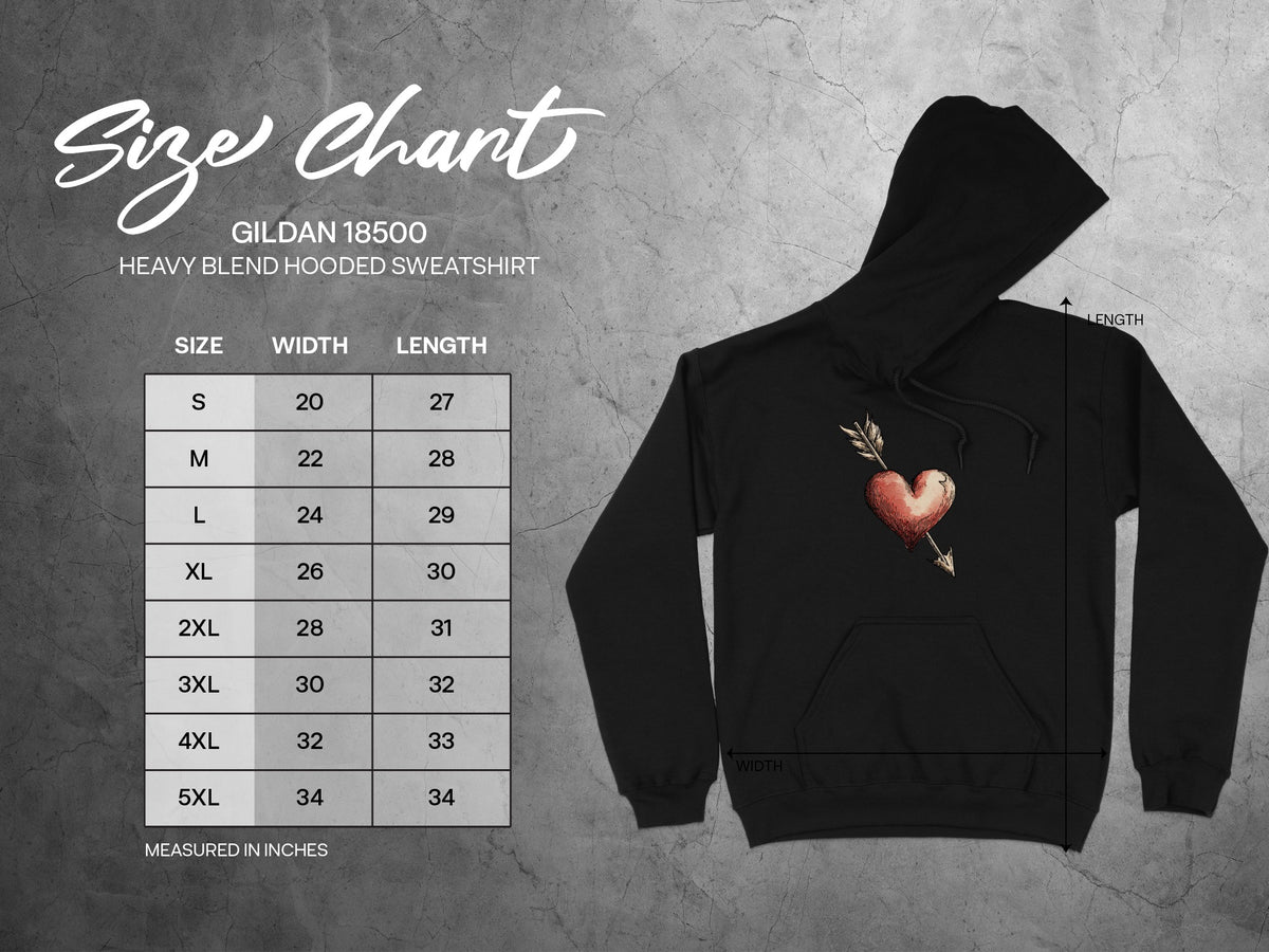 Vintage Heart with Arrow Gildan Hooded Sweatshirt