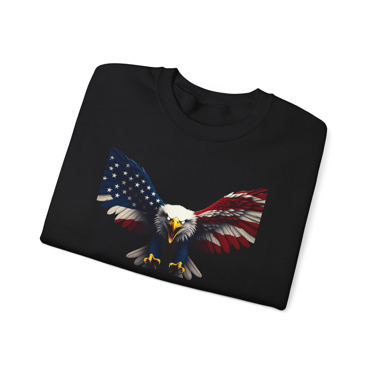 Rebel Born Rebel Bred Patriotic Eagle text on a Crewneck Sweatshirt