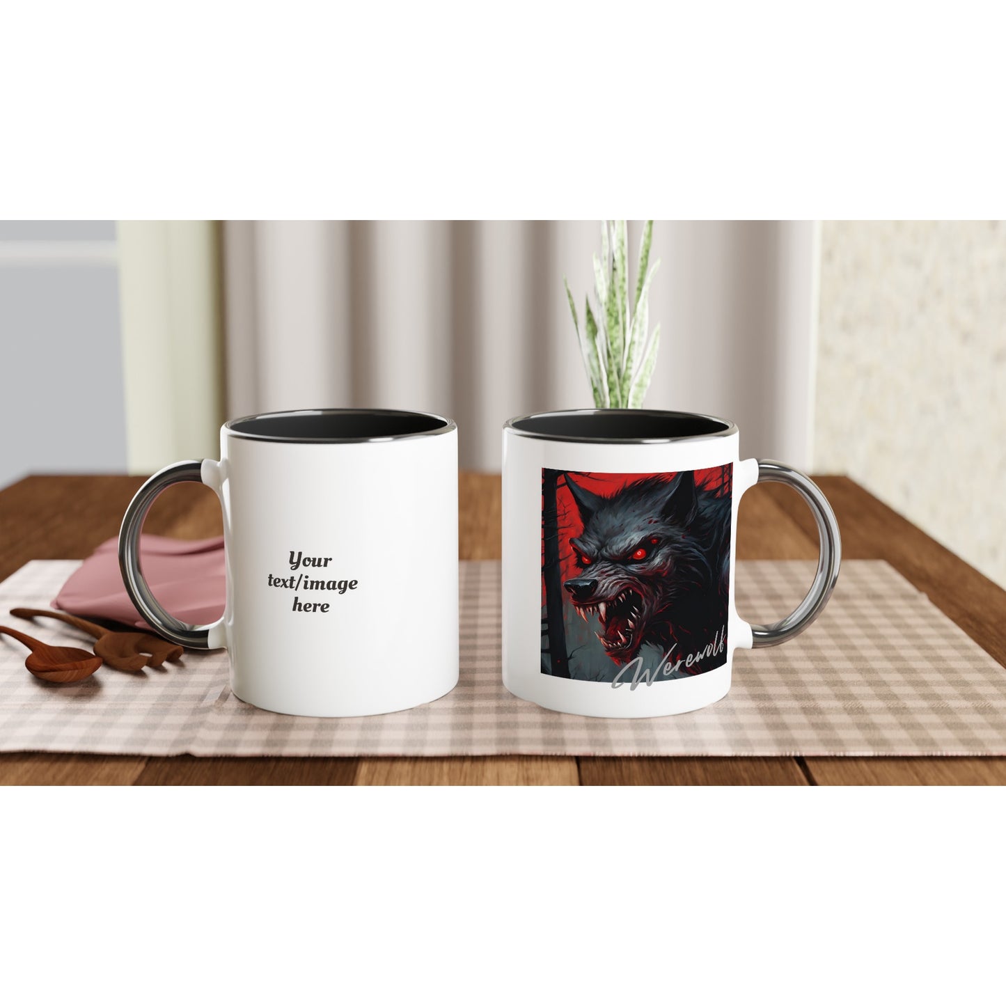 11oz ceramic mug with color inside werewolf snarl personalized