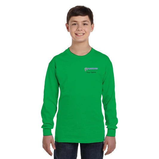 Burghardt Metal Fabricating, Inc., logo on a Youth Long-Sleeve T-Shirt