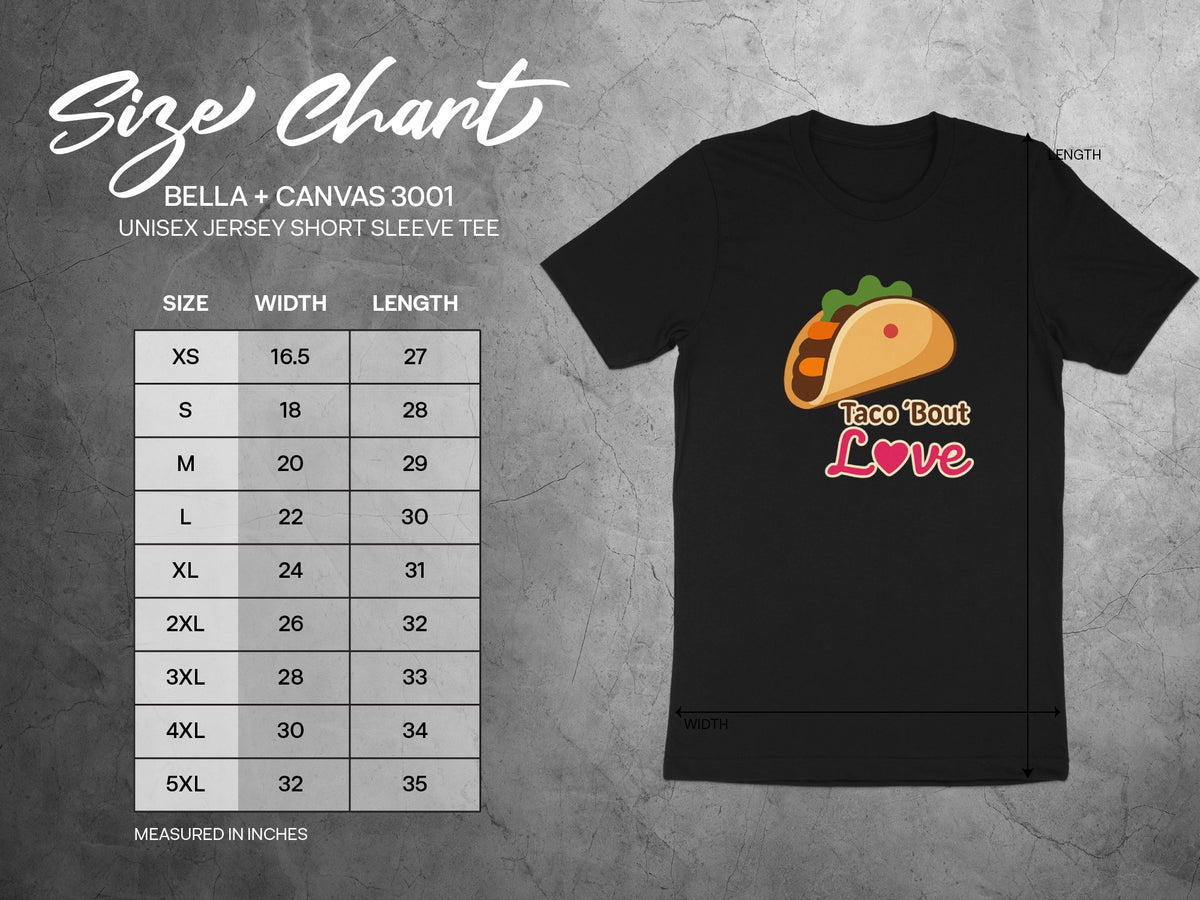 Taco 'Bout Love phrase with a Bold & Playful design on a Premium Tee