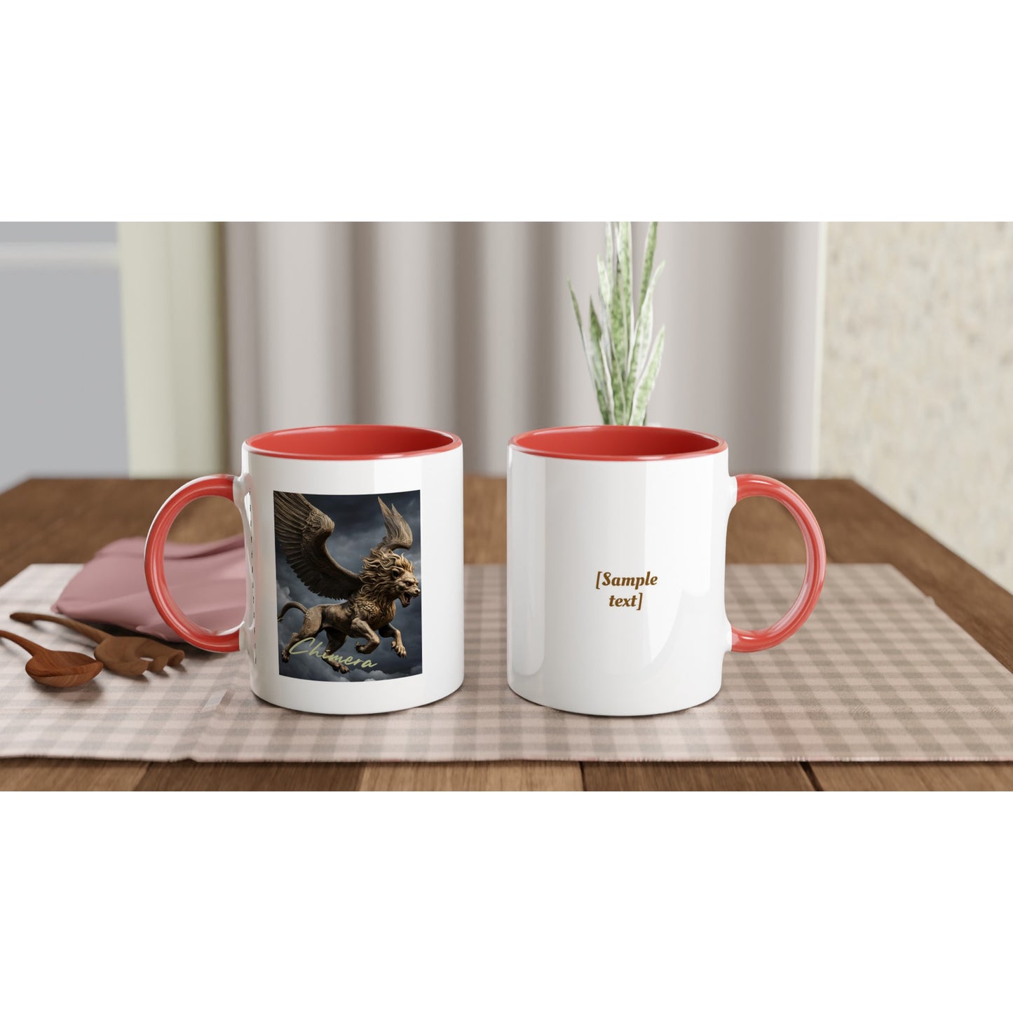 11oz ceramic mug with color inside golden chimera personalized