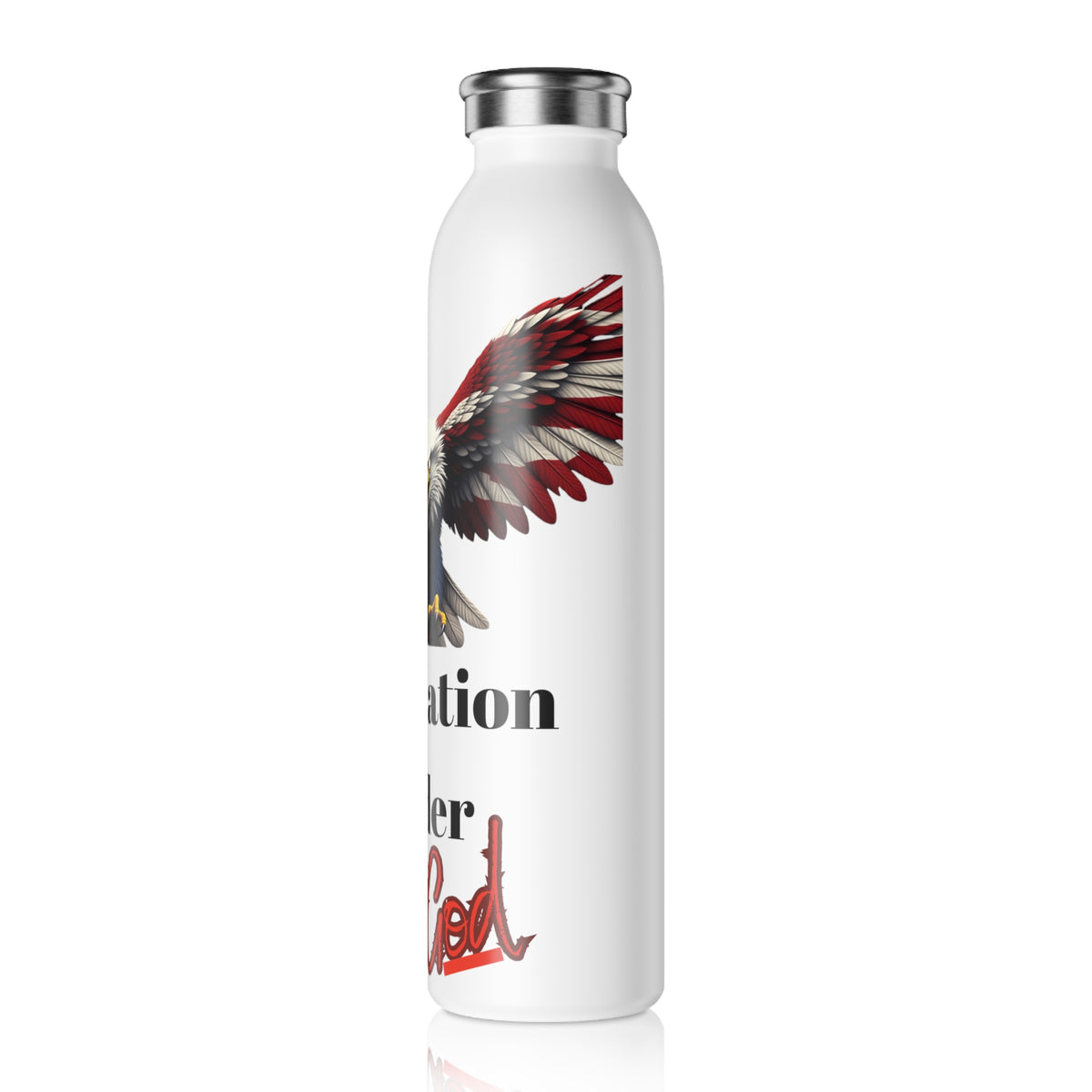One Nation Under God Patriotic Eagle on a 20oz Stainless Steel Water Bottle