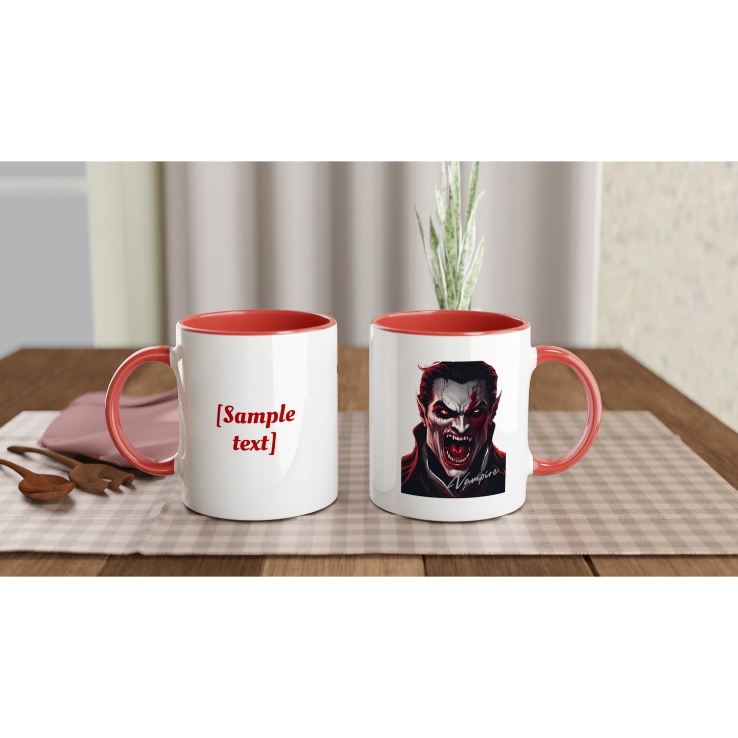 11oz ceramic mug with color inside vampire full face personalized