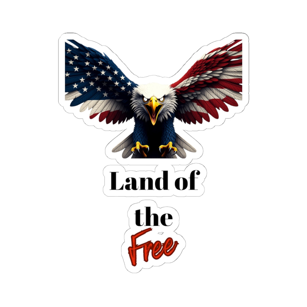 Land Of The Free Patriotic Eagle on a Kiss-Cut Stickers