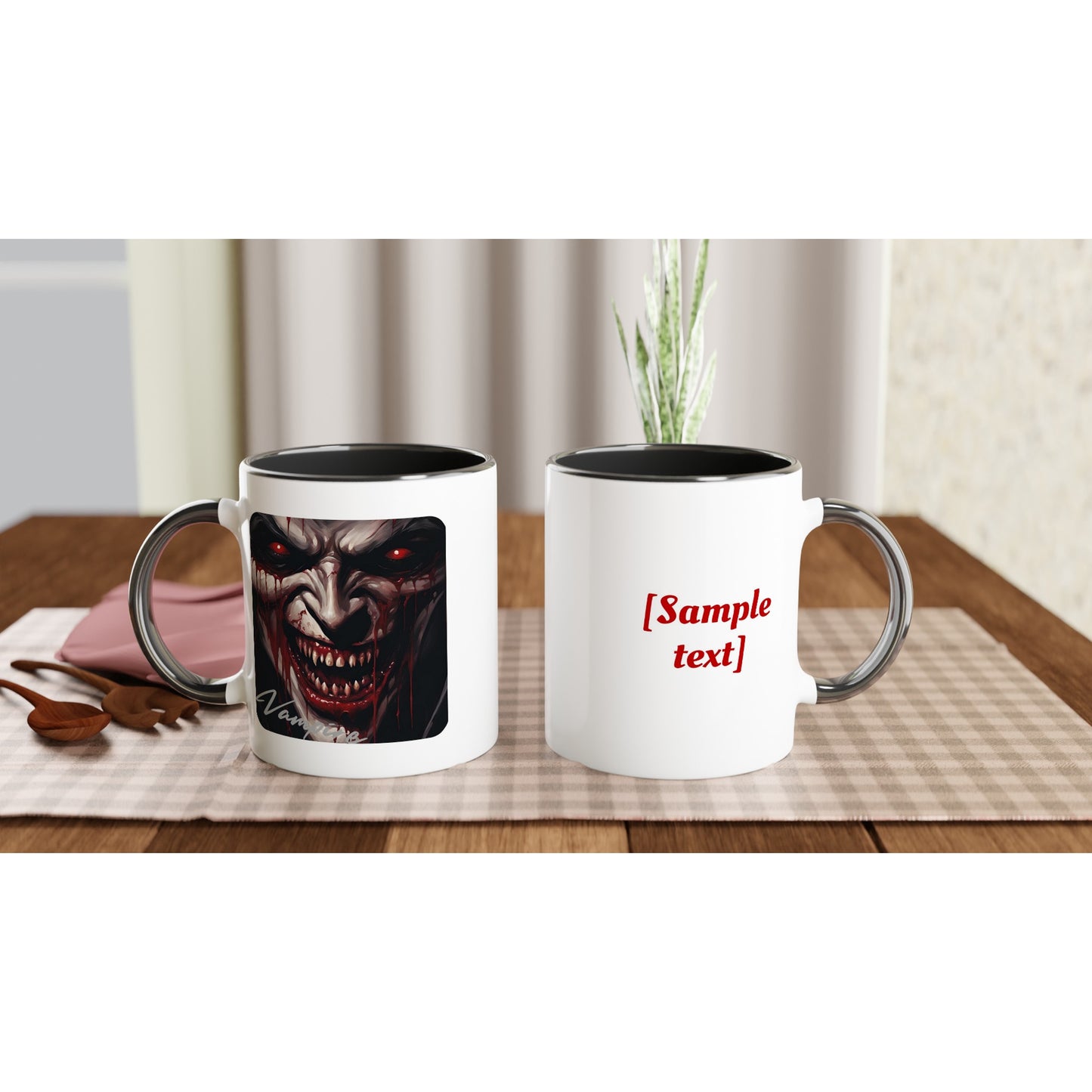 11oz ceramic mug with color inside vampire snarl personalized