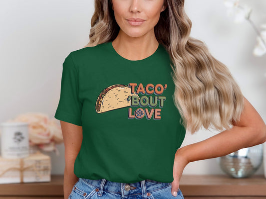 Taco 'Bout Love phrase with a Vintage & Retro design on a Premium Tee