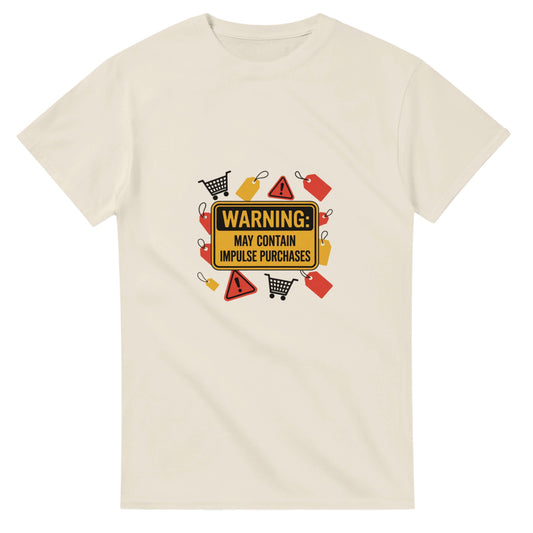 Warning May Contain Impulse Purchases heavyweight t-shirt mockup