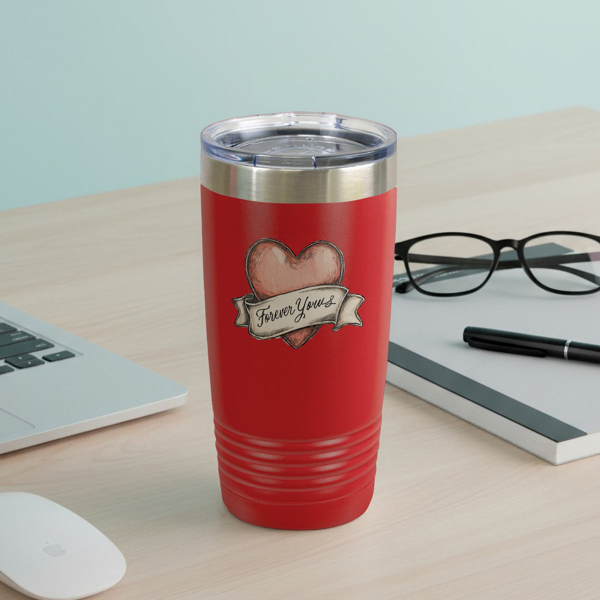 Forever Yours Heart Design Travel Tumbler Cup Product