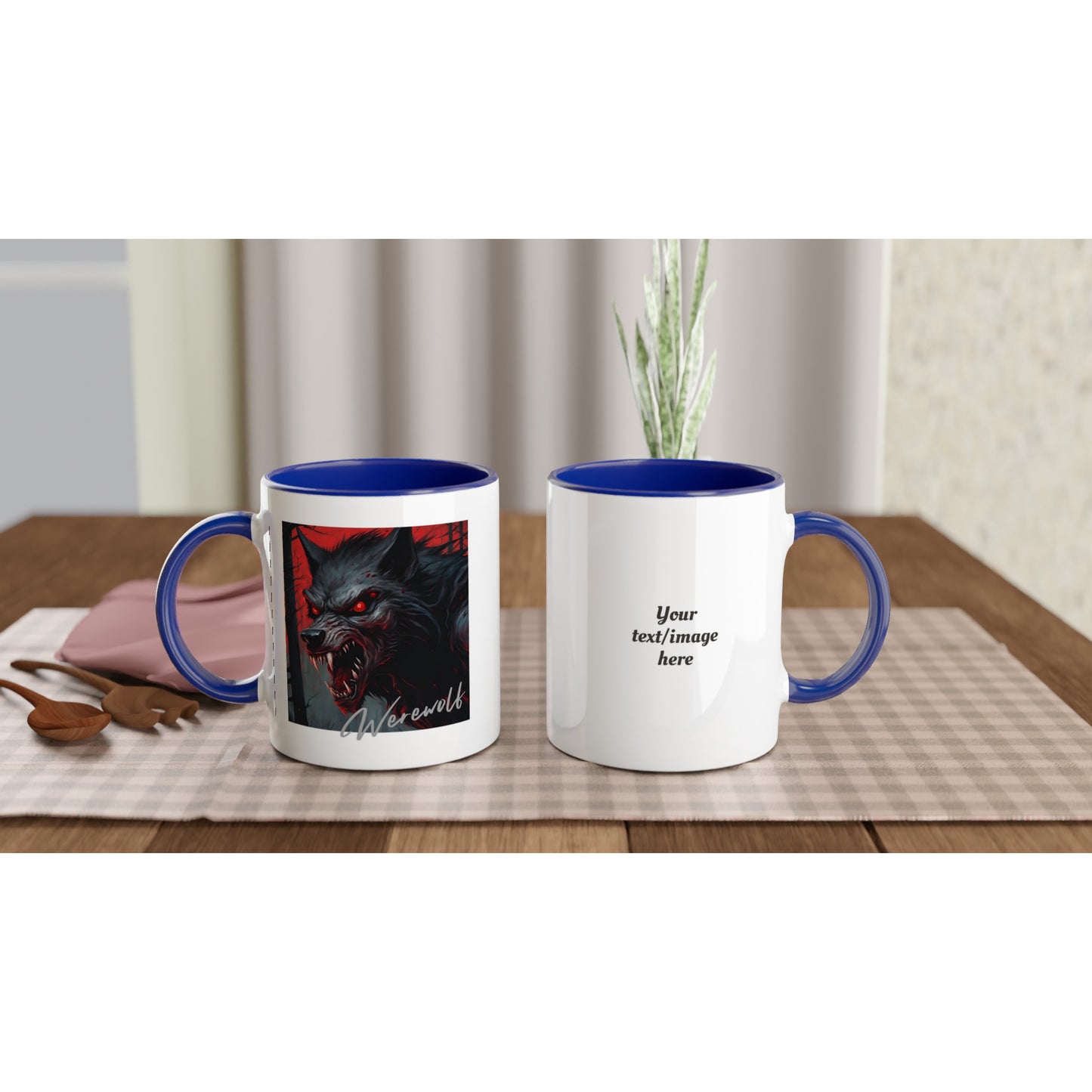 11oz ceramic mug with color inside werewolf snarl personalized