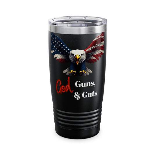 God Guns & Guts Patriotic Eagle on a 20oz Insulated Tumbler