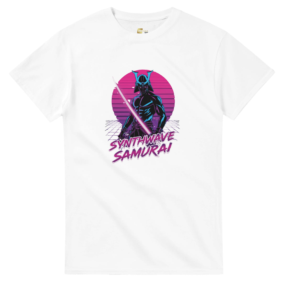 Synthwave Samurai graphic design on a Heavyweight T-shirt