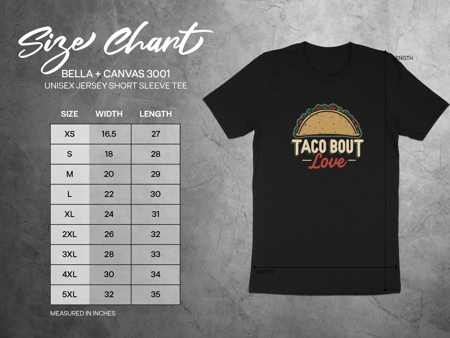 Taco 'Bout Love phrase with a Modern & Minimalist design on a Premium Tee