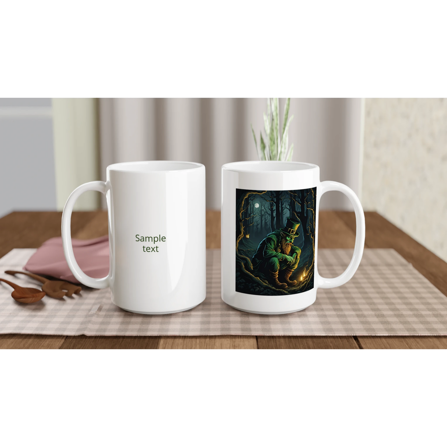 15oz ceramic mug mischievous leprechaun personalized