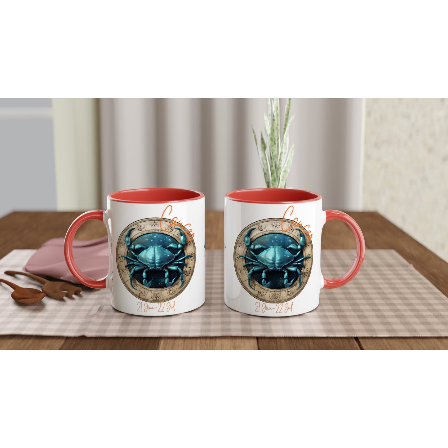11oz ceramic mug with color inside Cancer crab personalized
