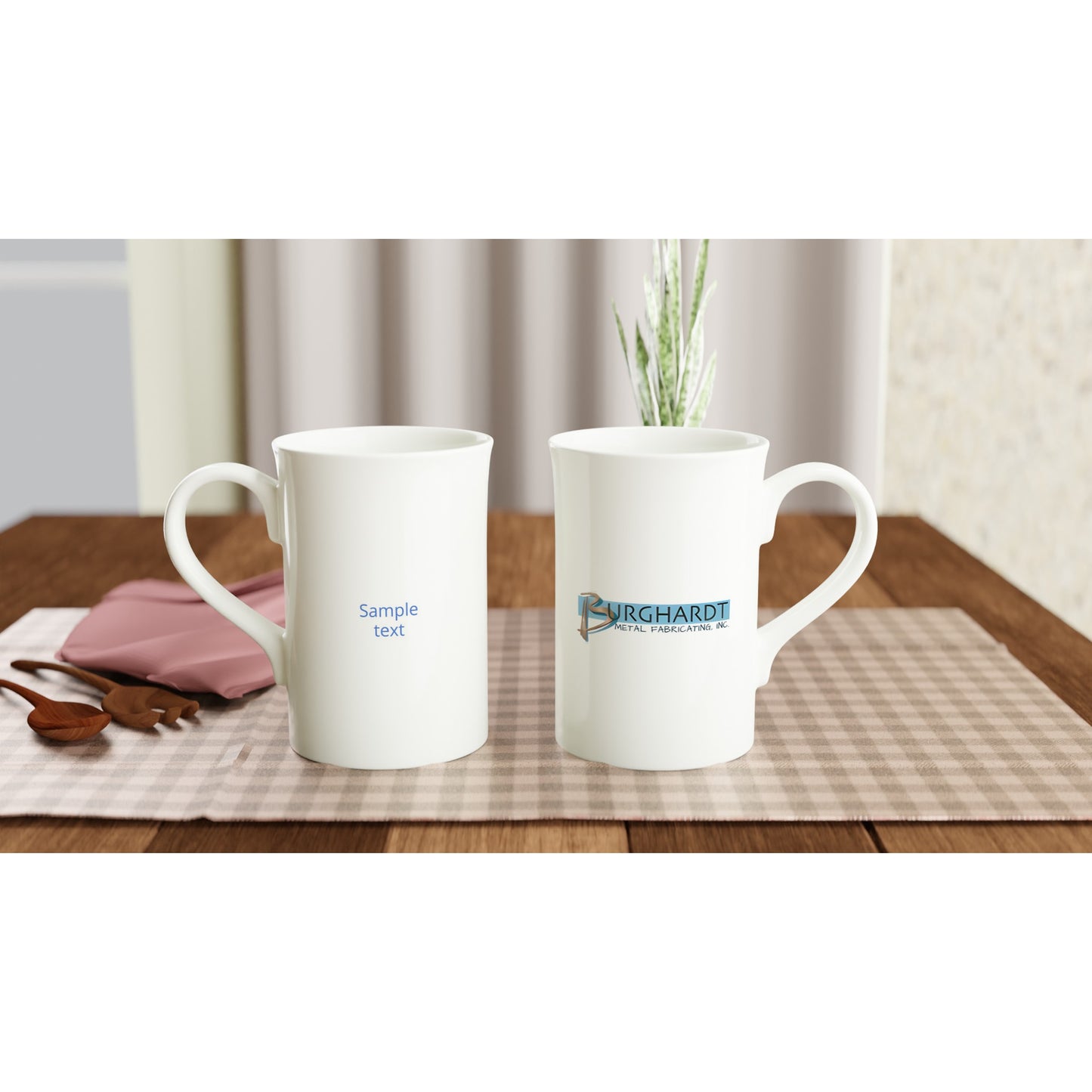 Burghardt Metal Fabricating, inc., logo on a White 10oz Porcelain Slim Mug