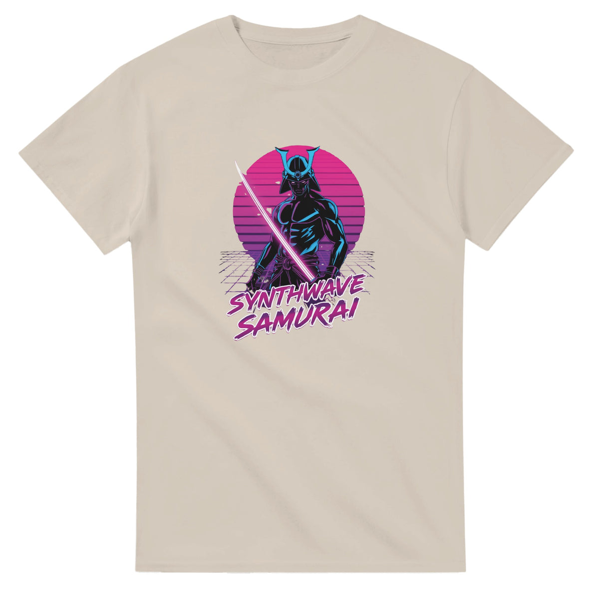 Synthwave Samurai graphic design on a Heavyweight T-shirt
