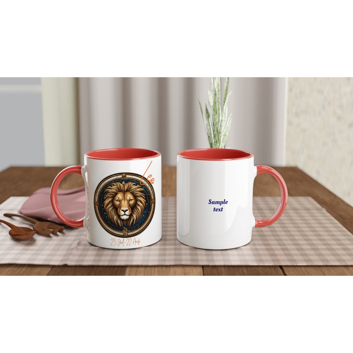 11oz ceramic mug with color inside leo lion personalized