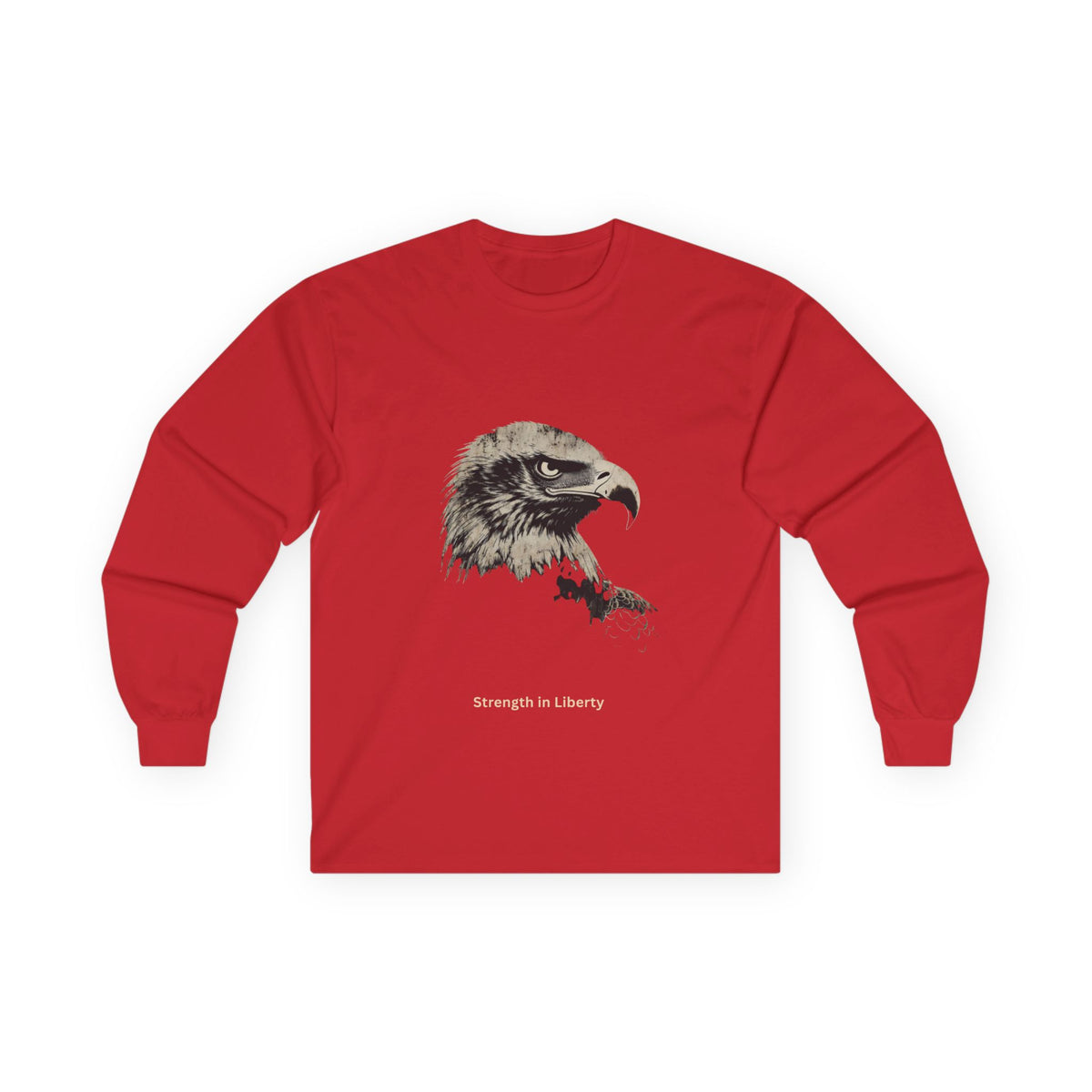 Strength in Liberty text on a Long-Sleeve Tee