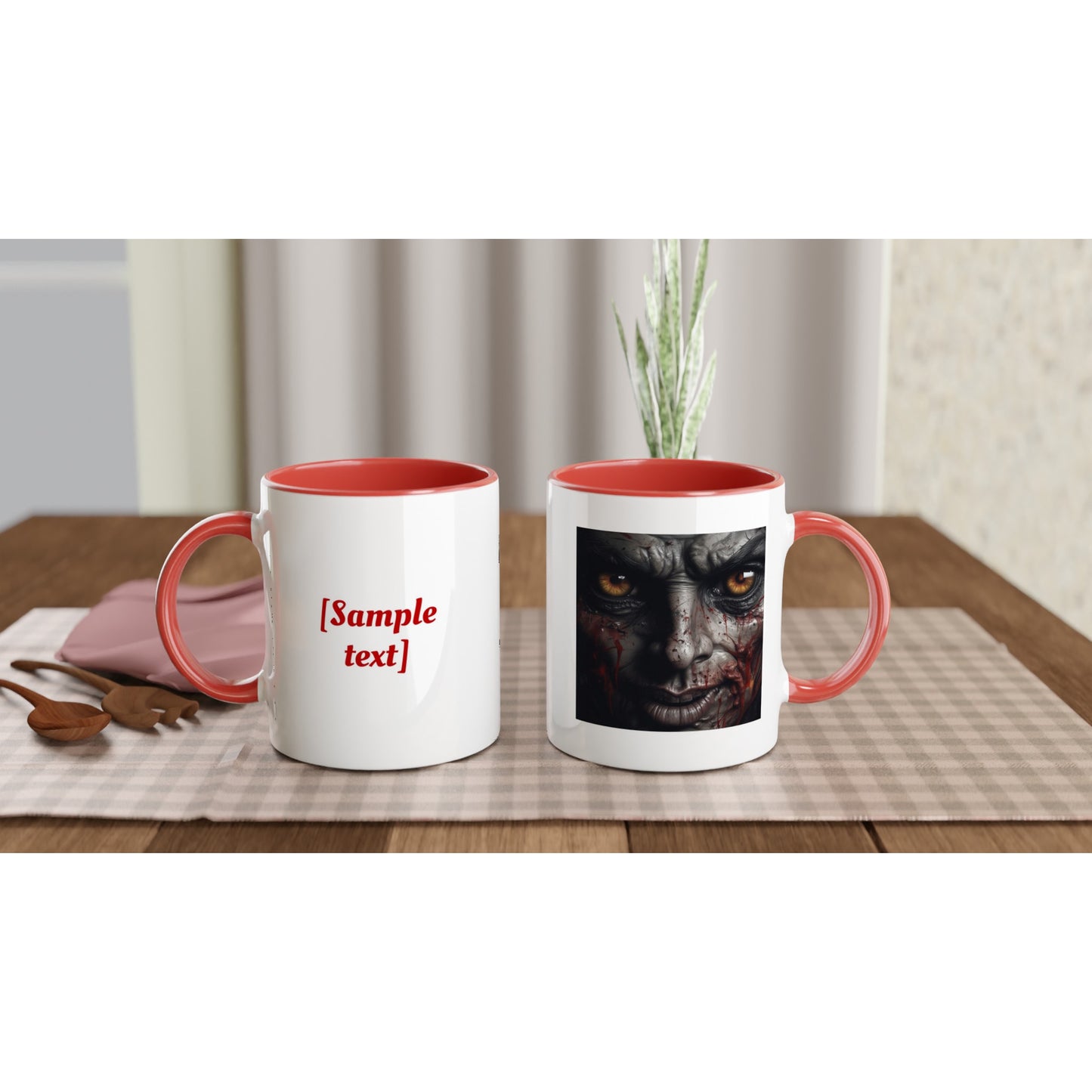11oz ceramic mug with color inside angry blood face personalized