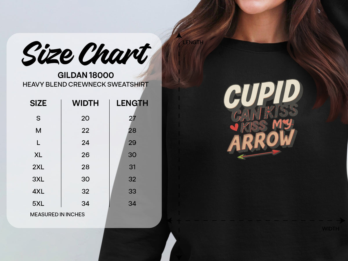 Cupid Can Kiss My Arrow Heavy Blend Crewneck Sweatshirt