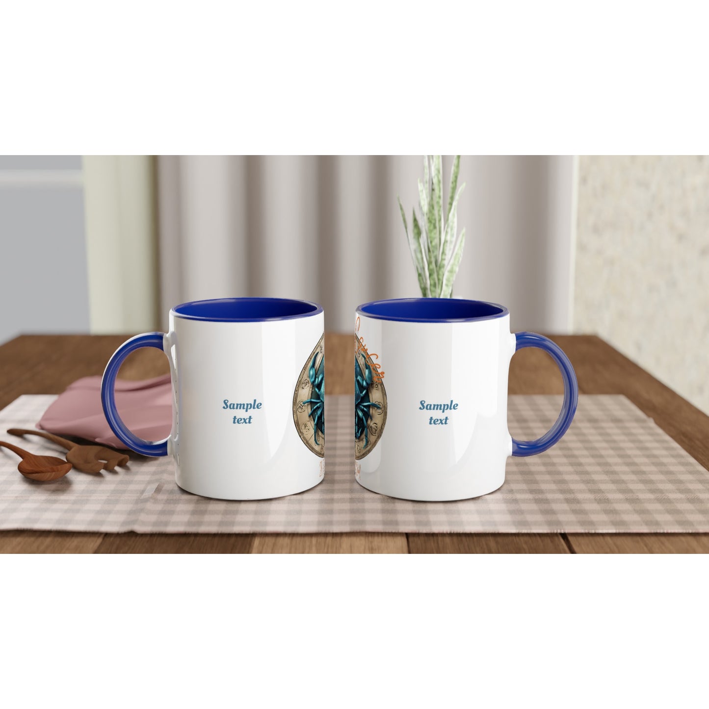 11oz ceramic mug with color inside Cancer crab personalized