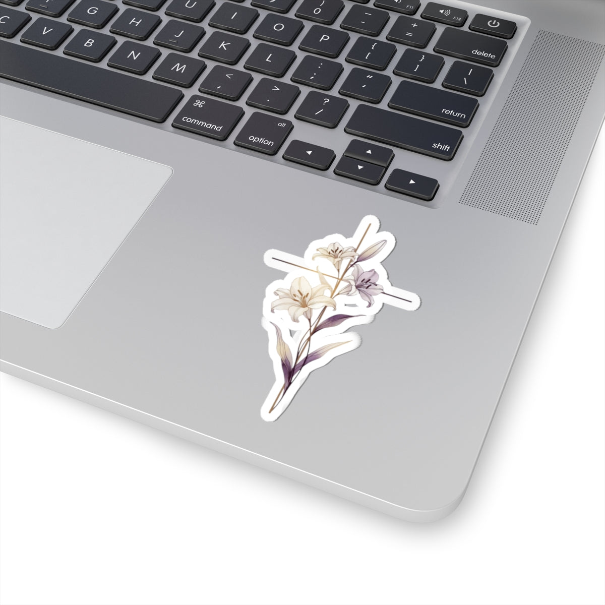 Graceful Lily Cross Floral Delicate Sticker product type
