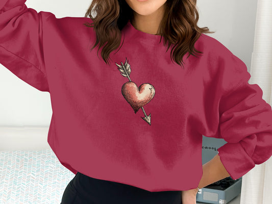 Stylish Sweatshirt with Heart and Arrow Graphic Design