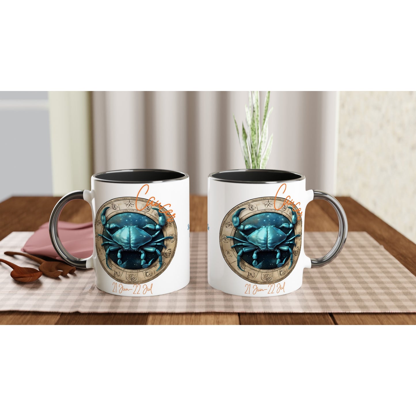11oz ceramic mug with color inside Cancer crab personalized