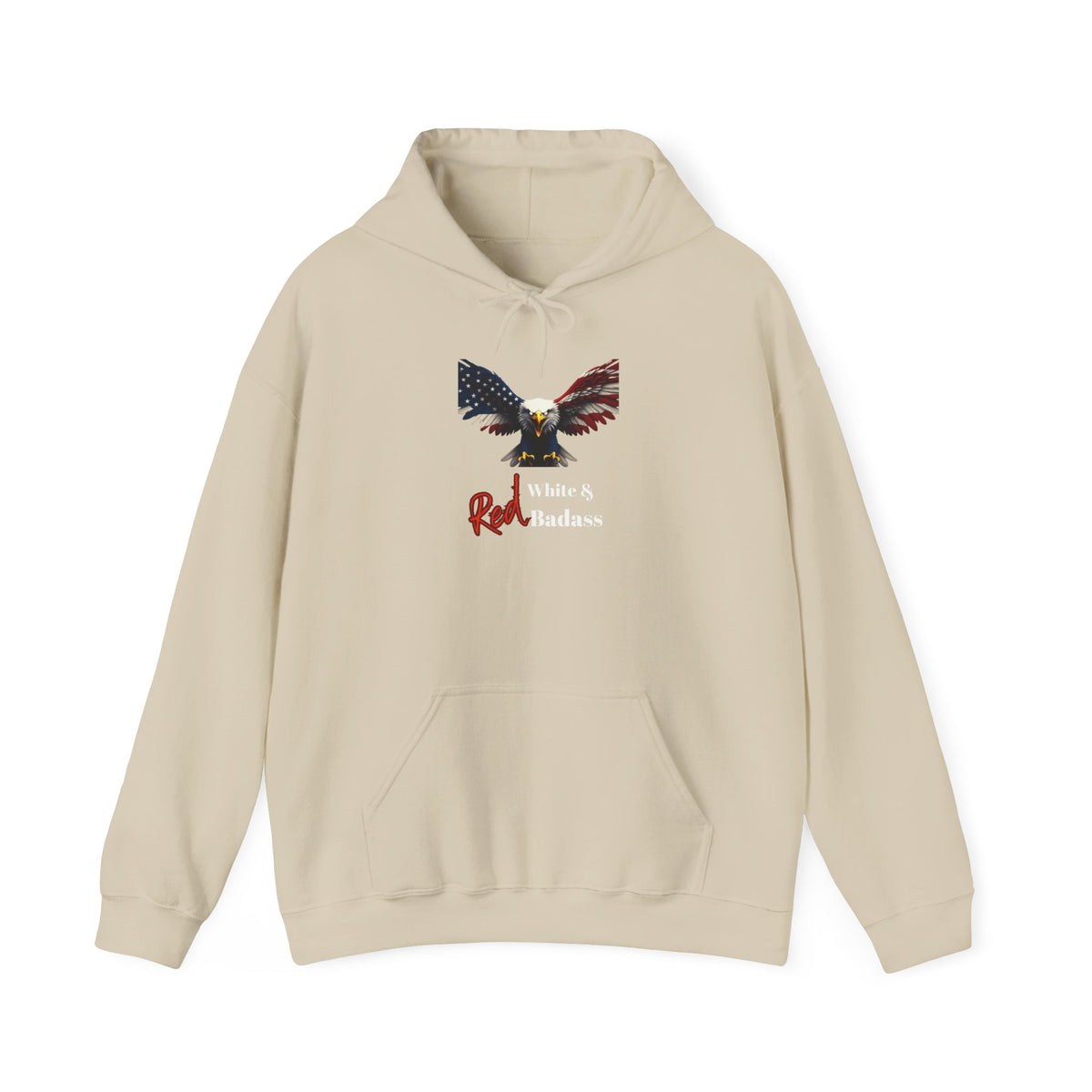 Red White & Badass Patriotic Eagle on a Pullover Hoodie