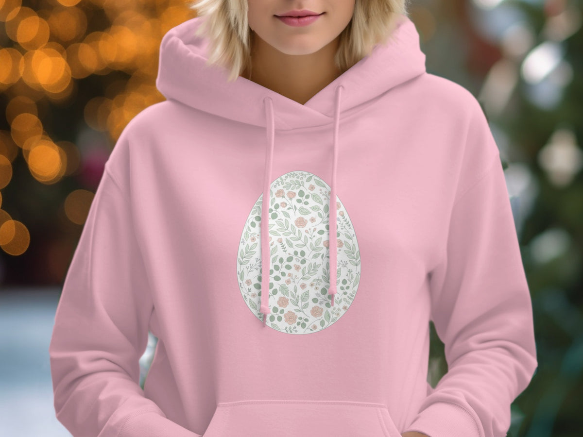 Floral Easter Egg Pattern Pink Hoodie Product