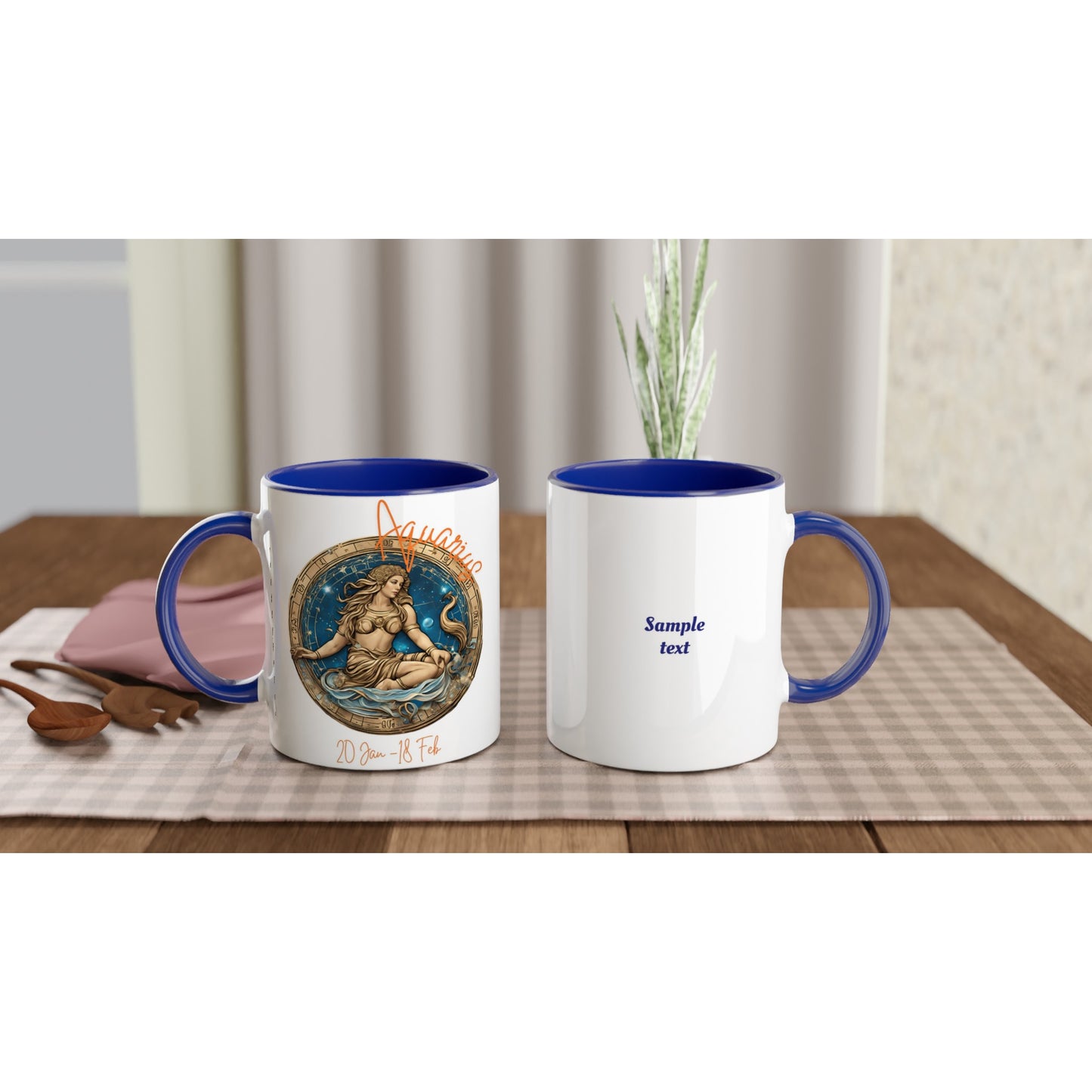 11oz ceramic mug with color inside Aquarius Vision personalized