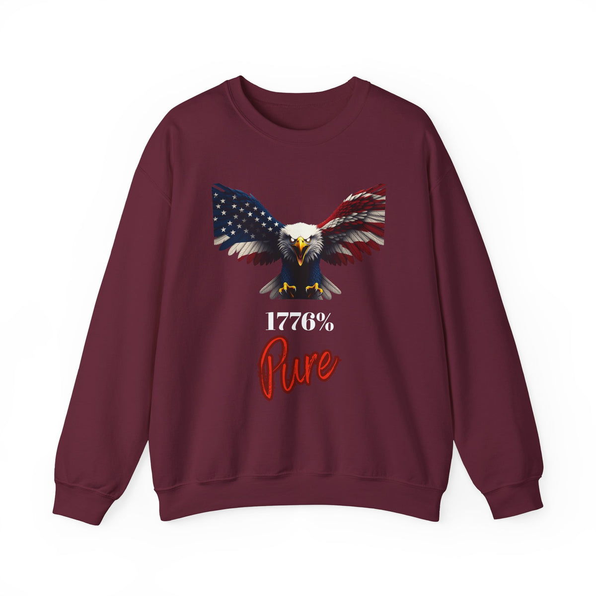1776% Pure Patriotic Eagle text on a Crewneck Sweatshirt
