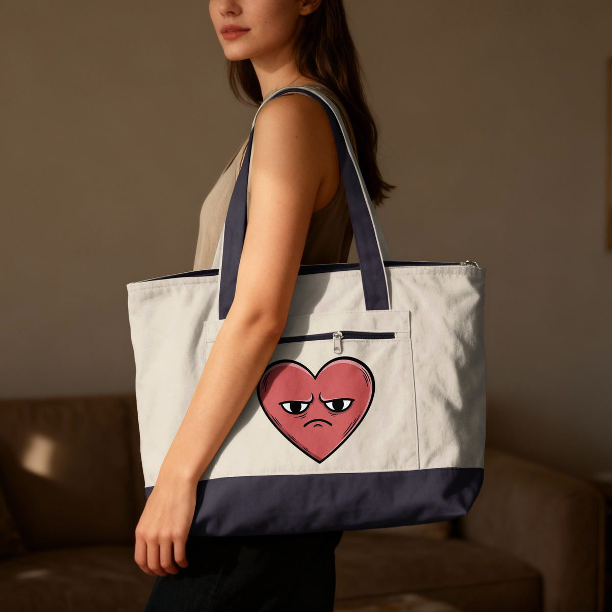 Cute Heart Design Large Tote Bag