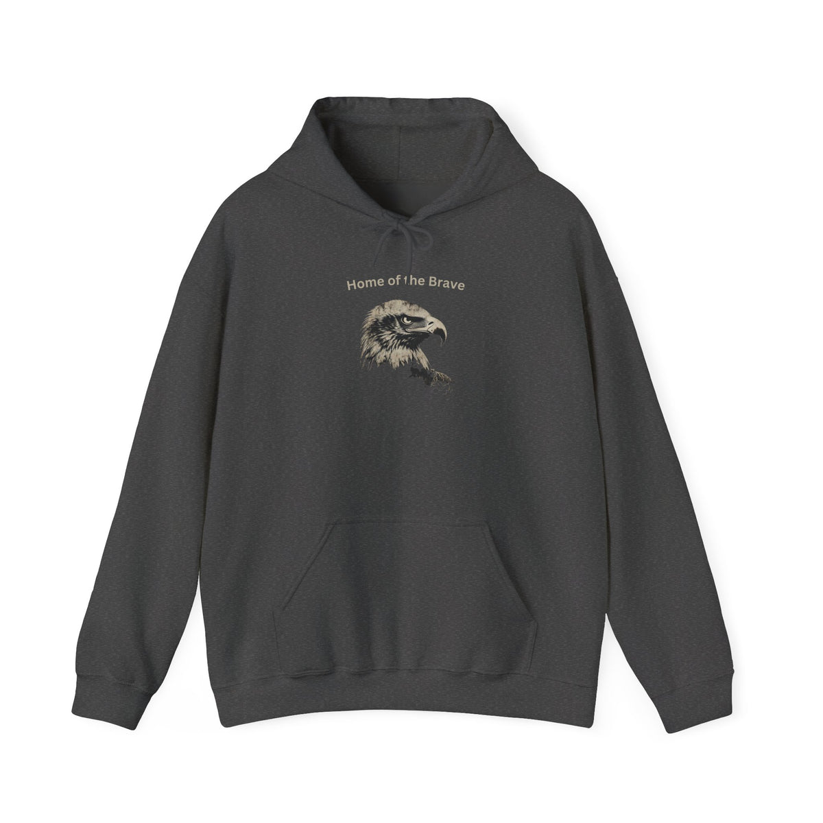 Home of the Brave text above an eagle head on a Pullover Hoodie