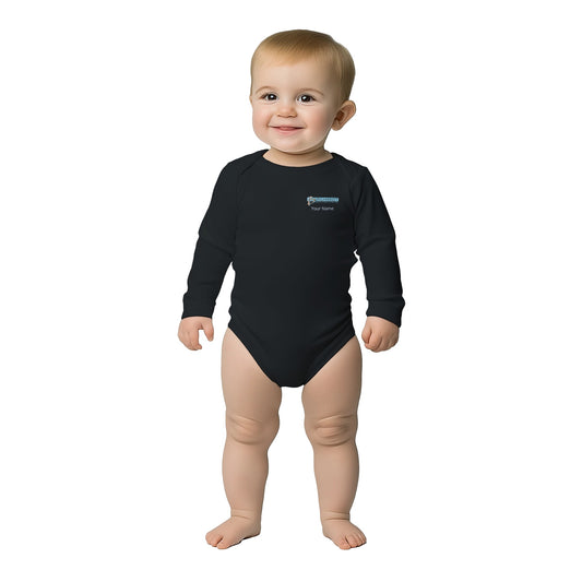 Burghardt Metal Fabricating, Inc., logo on a Baby Long Sleeve Bodysuit