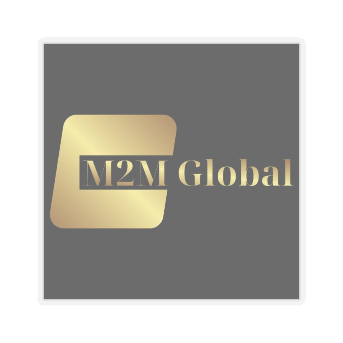 Gold 'M2M Global' logo on a gray background