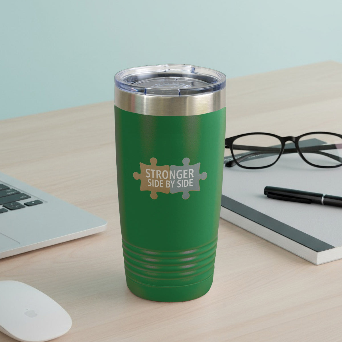 Stronger Side By Side Green Travel Mug