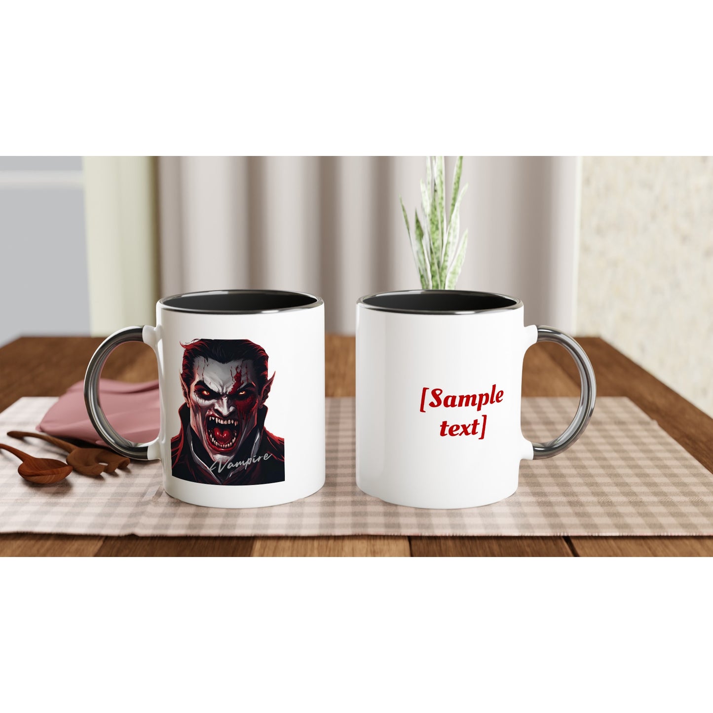 11oz ceramic mug with color inside vampire full face personalized