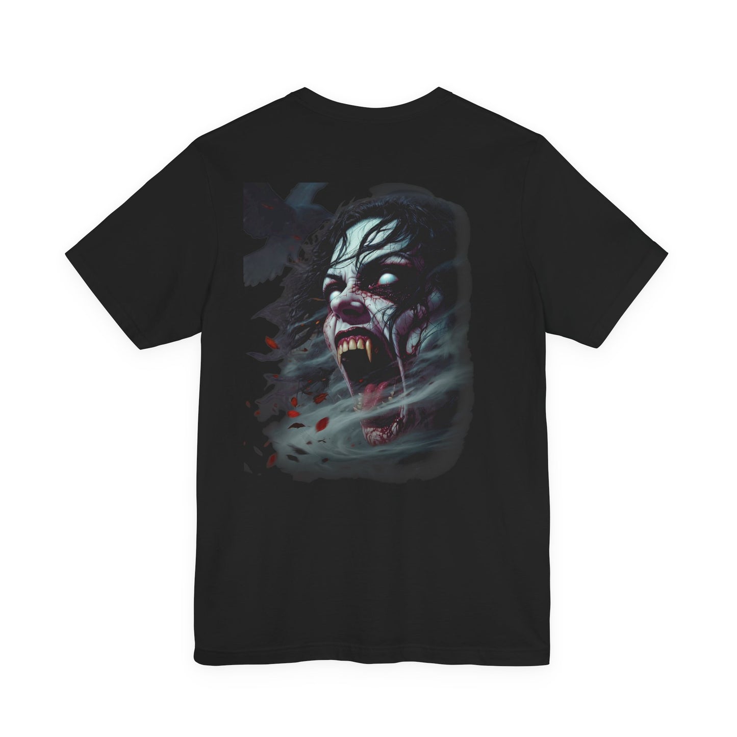 Full image of the shirt with Banshee back print design against a white background.